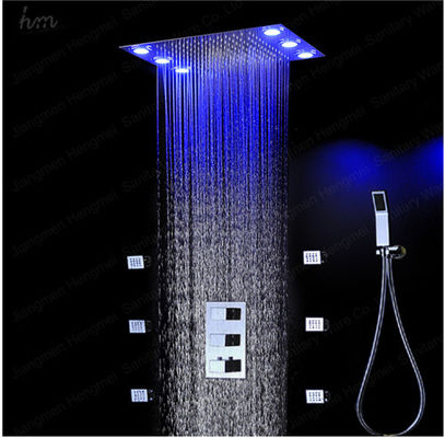 Chine Pommeaux de douche et robinets de salle de bains d'éclairage de LED avec les jets thermostatiques de massage de mélangeur fournisseur