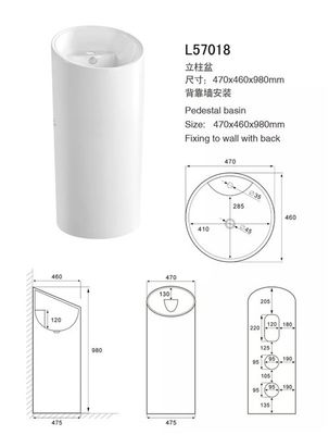 Chine Éviers blancs de salle de bains de piédestal de cylindre, profondeur 120mm d'évier de piédestal de porcelaine fournisseur