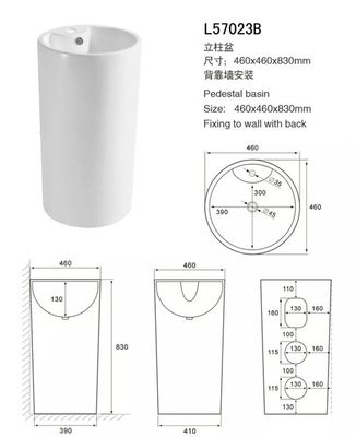 Le seul évier de support rond portatif blanc, lavabo d'une seule pièce de piédestal facile nettoient fournisseur